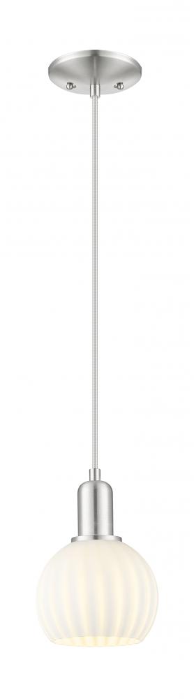 White Venetian - 1 Light - 6 inch - Brushed Satin Nickel - Cord hung - Mini Pendant