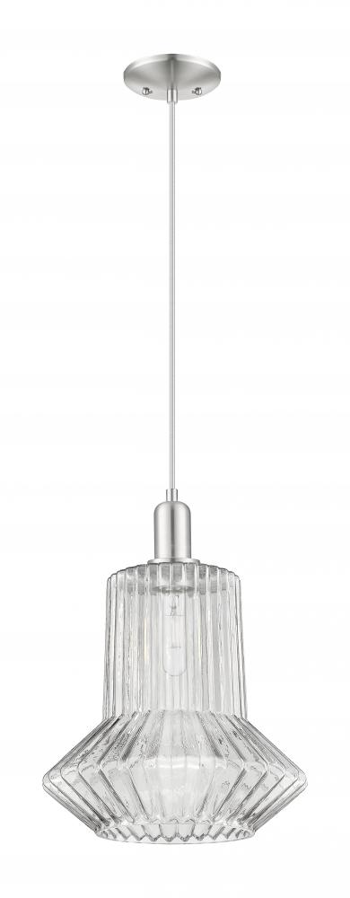 Springwater - 1 Light - 12 inch - Brushed Satin Nickel - Cord hung - Mini Pendant