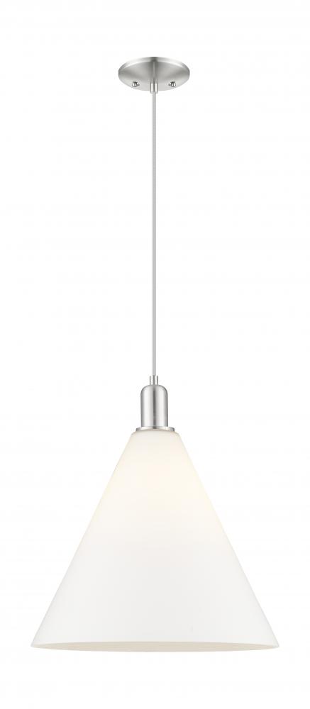 Berkshire Glass - 1 Light - 16 inch - Brushed Satin Nickel - Cord hung - Mini Pendant
