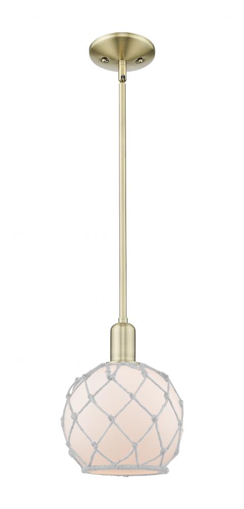 Farmhouse Rope - 1 Light - 8 inch - Antique Brass - Stem hung - Mini Pendant