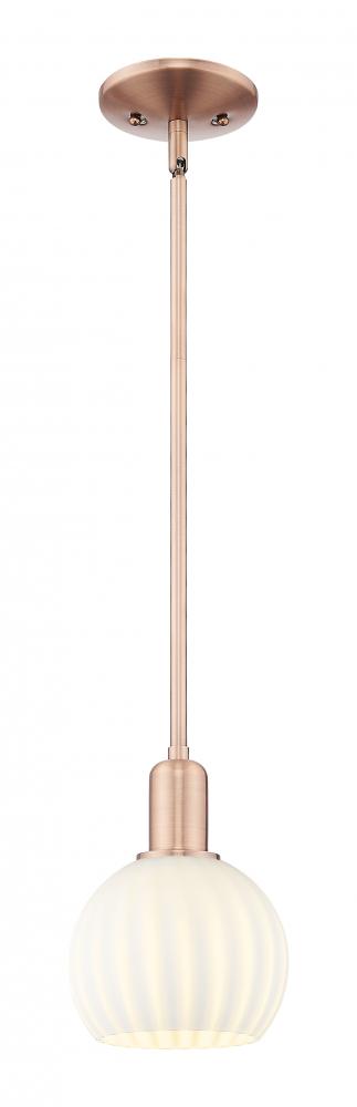 White Venetian - 1 Light - 6 inch - Antique Copper - Stem hung - Mini Pendant