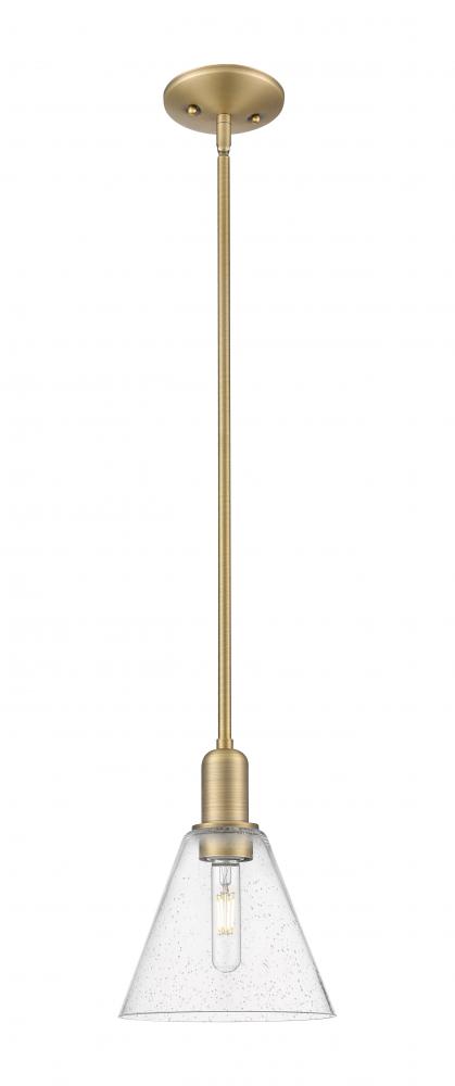 Berkshire Glass - 1 Light - 8 inch - Brushed Brass - Stem hung - Mini Pendant