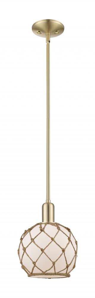 Farmhouse Rope - 1 Light - 8 inch - Champagne Bronze - Stem hung - Mini Pendant