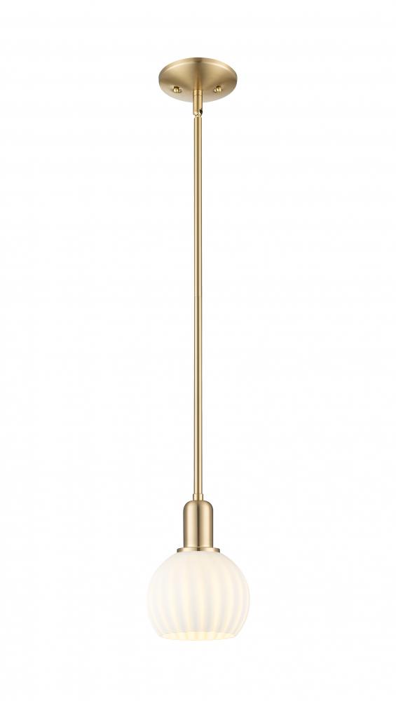 White Venetian - 1 Light - 6 inch - Champagne Bronze - Stem hung - Mini Pendant