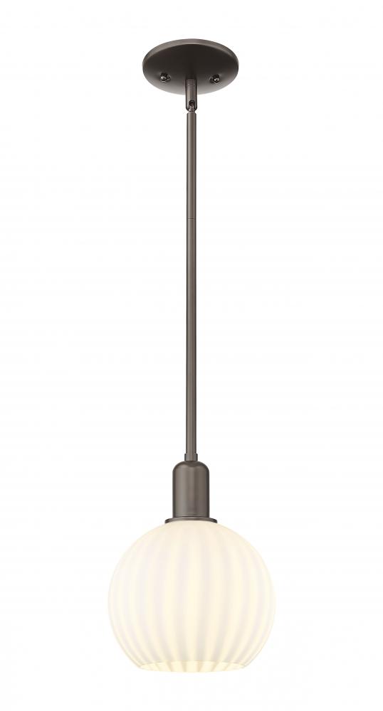 White Venetian - 1 Light - 8 inch - Oil Rubbed Bronze - Stem hung - Mini Pendant