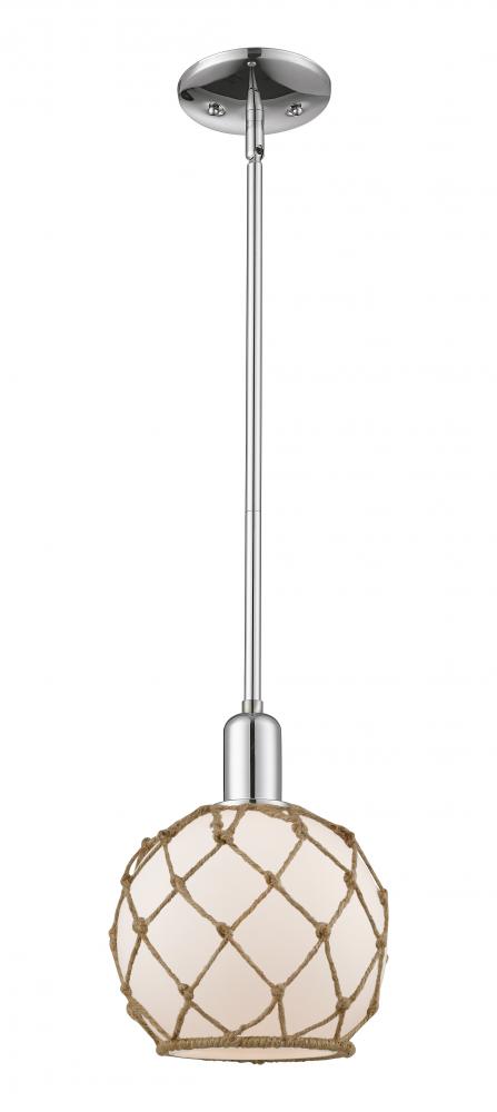 Farmhouse Rope - 1 Light - 8 inch - Polished Chrome - Stem hung - Mini Pendant