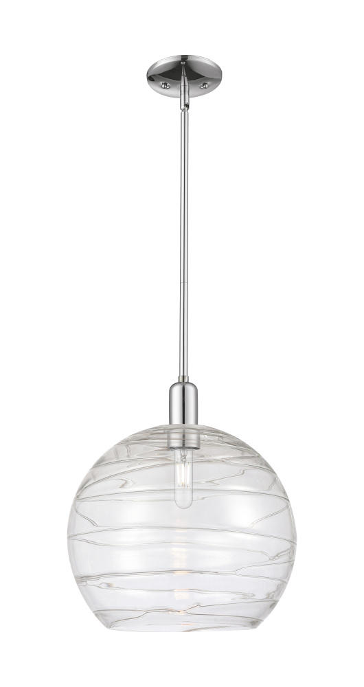 Athens Deco Swirl - 1 Light - 14 inch - Polished Chrome - Stem hung - Mini Pendant