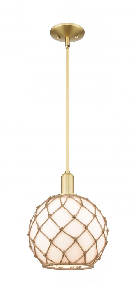 Farmhouse Rope - 1 Light - 10 inch - Satin Gold - Stem hung - Mini Pendant