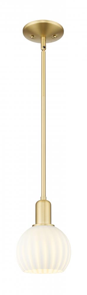 White Venetian - 1 Light - 6 inch - Satin Gold - Stem hung - Mini Pendant