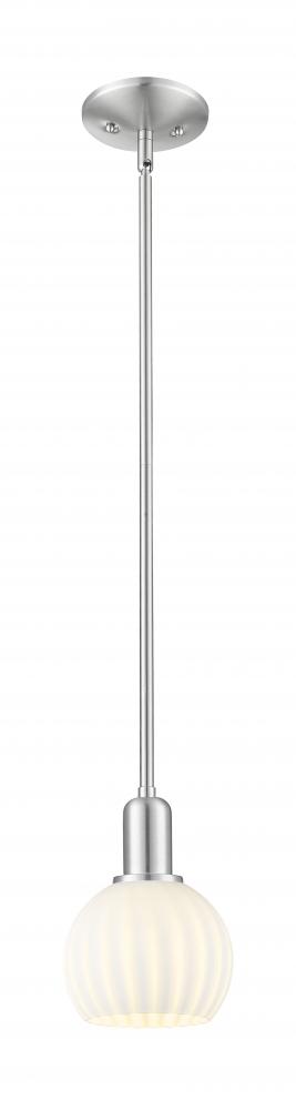 White Venetian - 1 Light - 6 inch - Brushed Satin Nickel - Stem hung - Mini Pendant