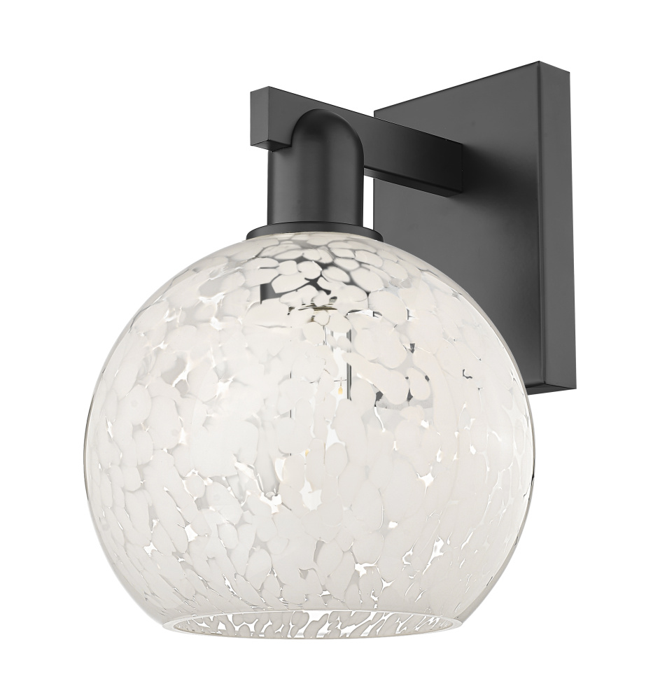 White Mouchette - 1 Light - 8 inch - Matte Black - Sconce