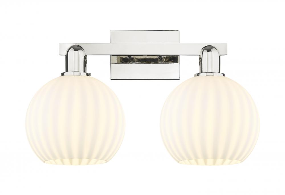 White Venetian - 2 Light - 19 inch - Polished Nickel - Bath Vanity Light