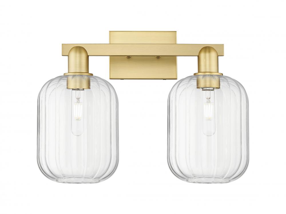 Preston Cylinder - 2 Light - 16 inch - Satin Gold - Bath Vanity Light