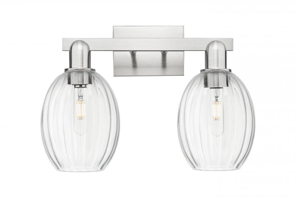 Preston Bulb - 2 Light - 16 inch - Brushed Satin Nickel - Bath Vanity Light