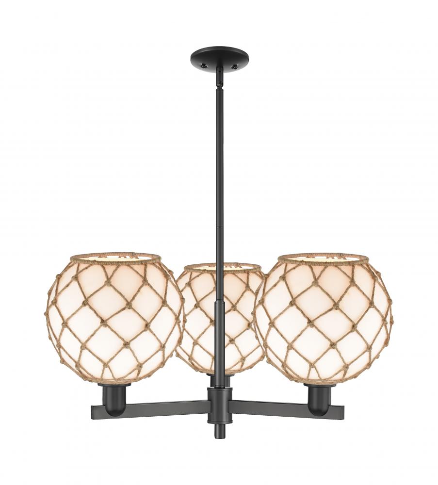 Farmhouse Rope - 3 Light - 32 inch - Matte Black - Stem hung - Pendant