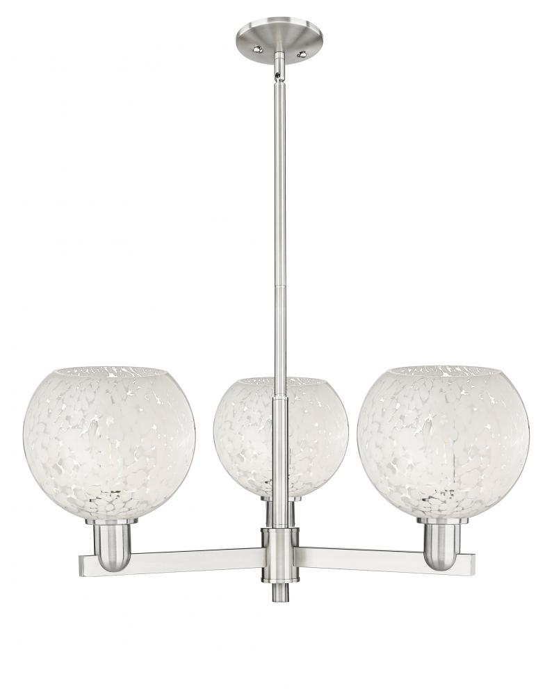 White Mouchette - 3 Light - 30 inch - Satin Nickel - Stem hung - Pendant