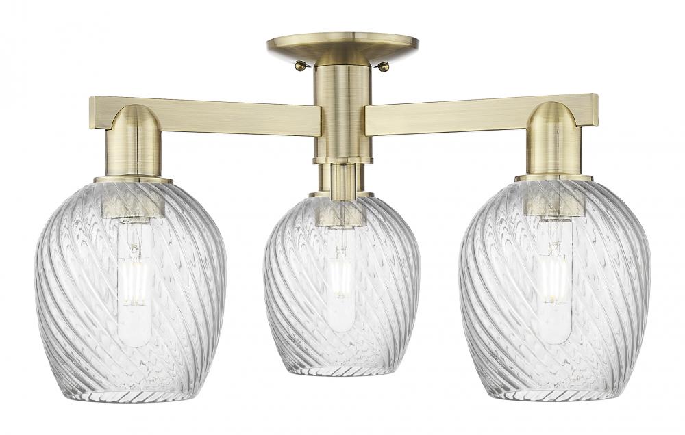 Salina - 3 Light - 23 inch - Antique Copper - Semi-Flush Mount