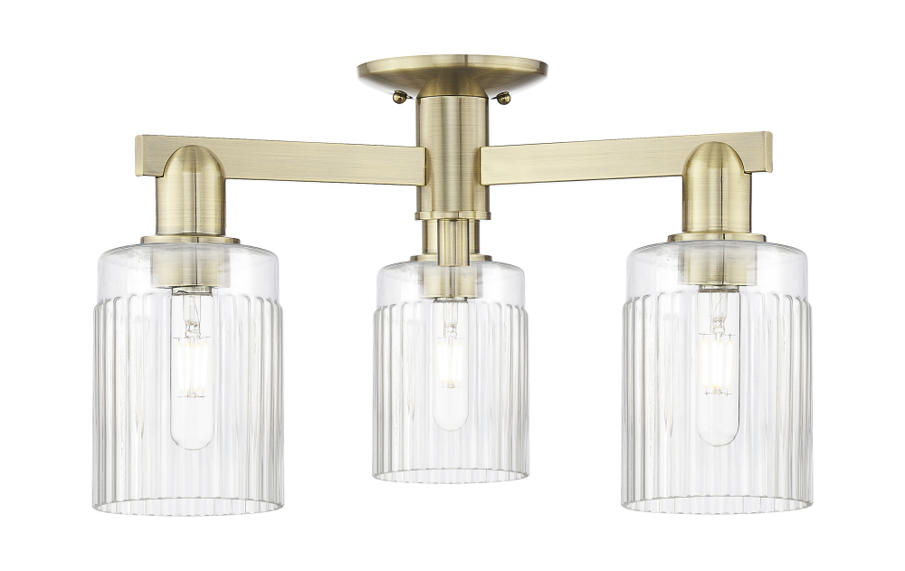 Hadley - 3 Light - 22 inch - Champagne Bronze - Semi-Flush Mount