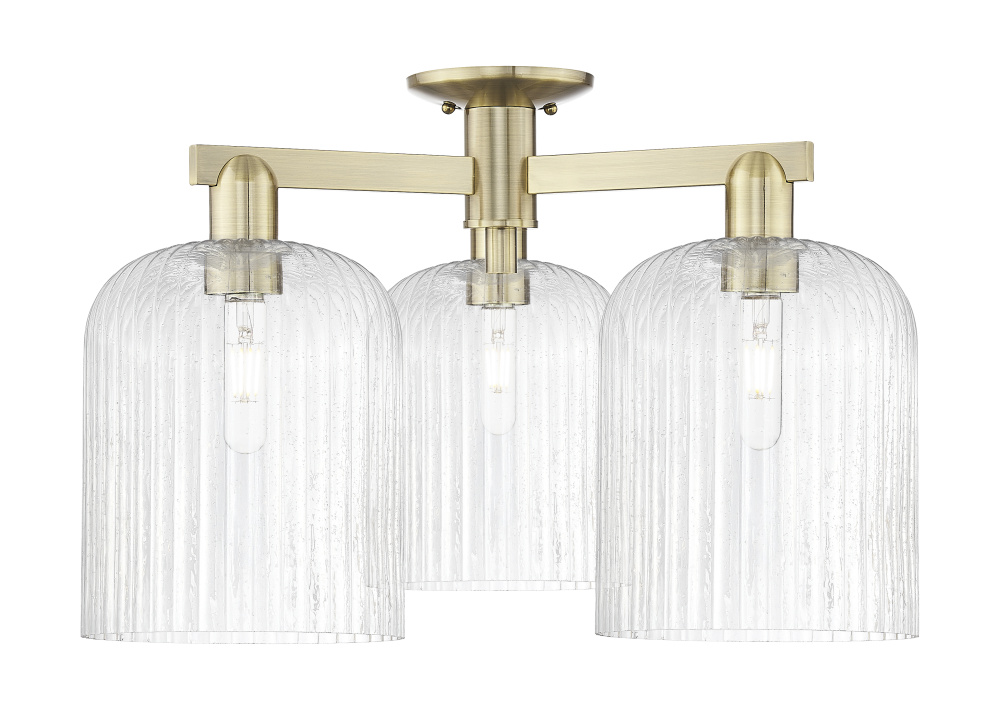 Bridal Veil - 3 Light - 26 inch - Antique Brass - Semi-Flush Mount