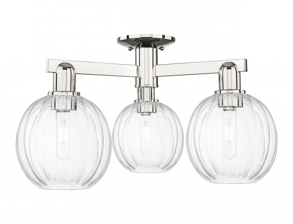 Preston Globe - 3 Light - 6 inch - Polished Nickel - Semi-Flush Mount