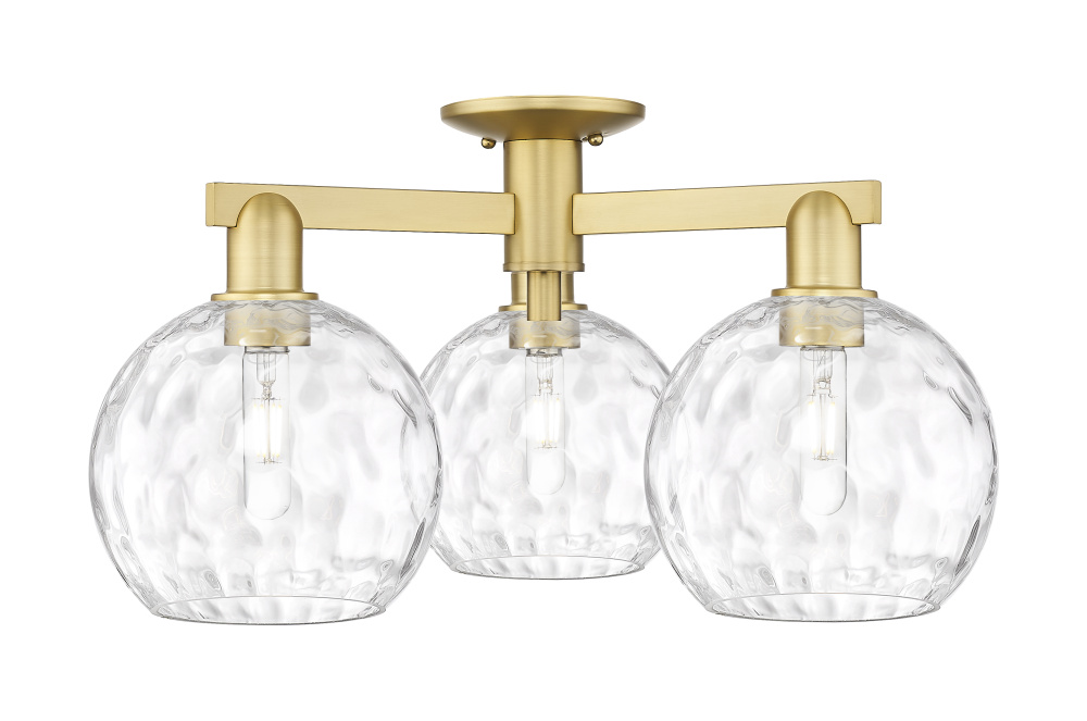Athens Water Glass - 3 Light - 26 inch - Satin Gold - Semi-Flush Mount