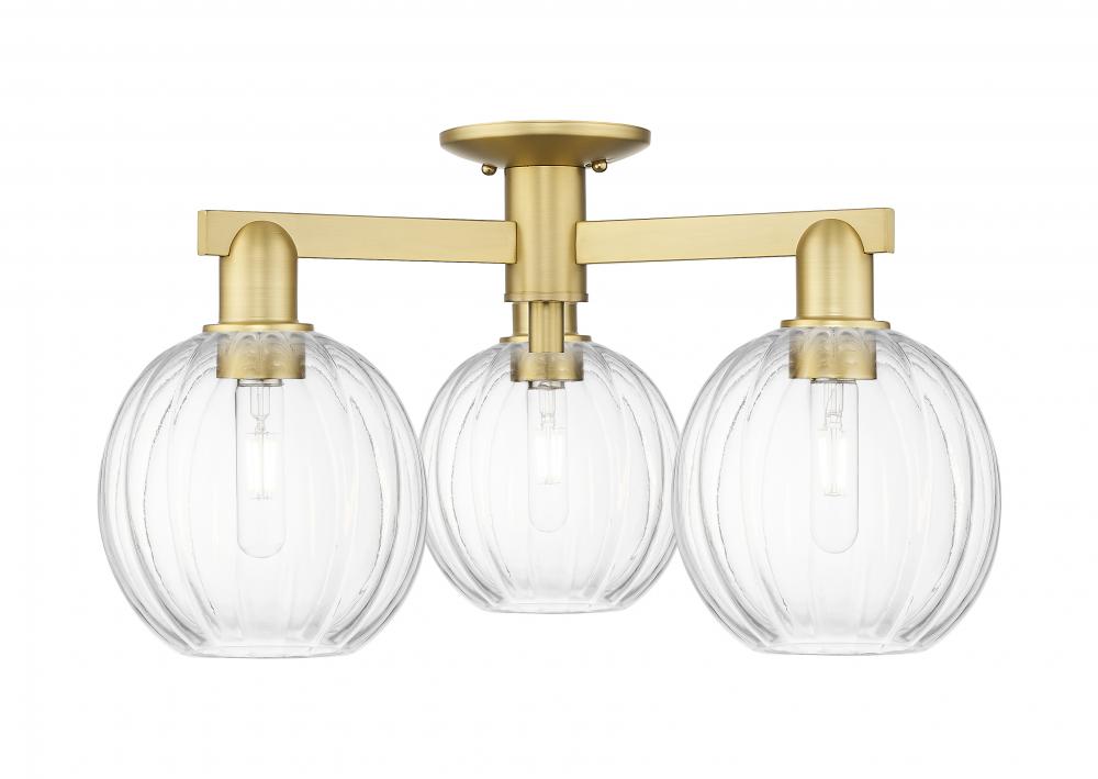Preston Globe - 3 Light - 6 inch - Satin Gold - Semi-Flush Mount