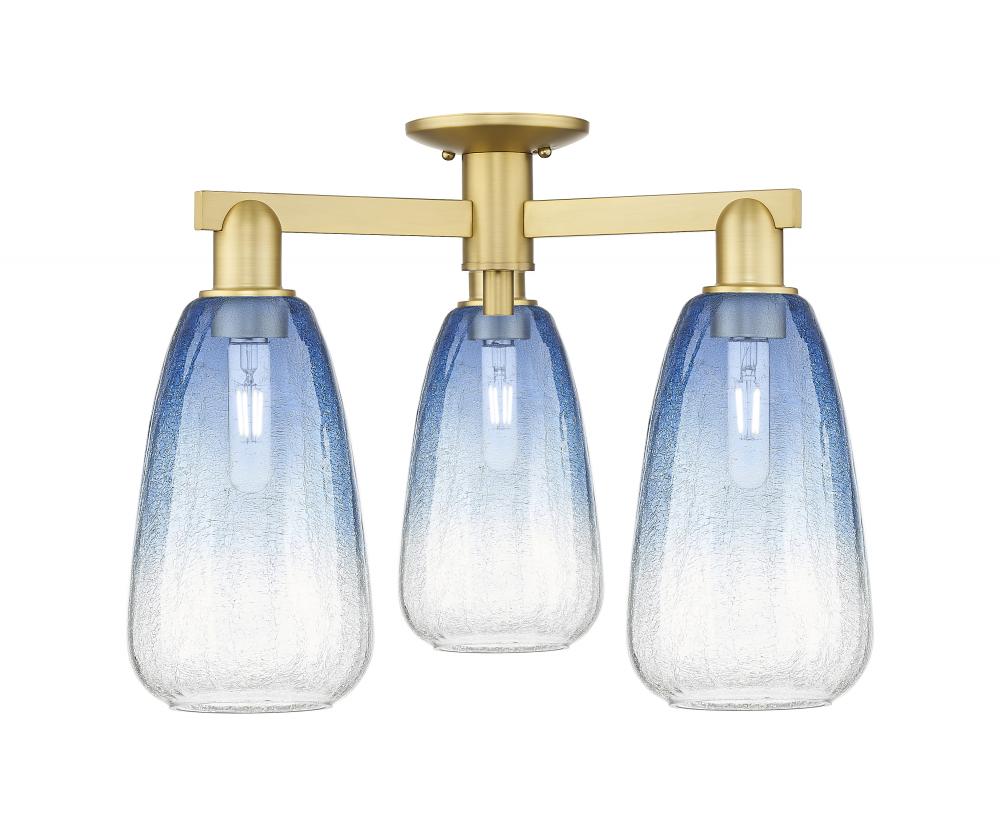 Brookhaven Almond - 3 Light - 6 inch - Satin Gold - Semi-Flush Mount