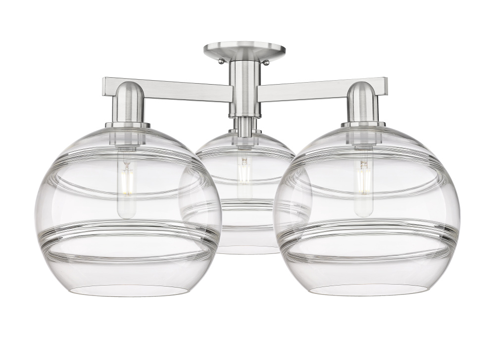 Rochester - 3 Light - 28 inch - Brushed Satin Nickel - Semi-Flush Mount