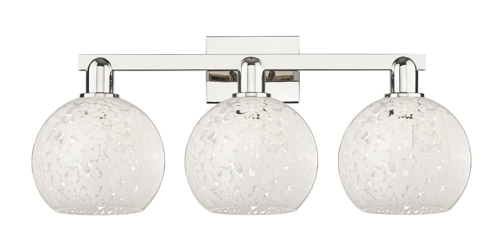 White Mouchette - 3 Light - 27 inch - Polished Nickel - Bath Vanity Light