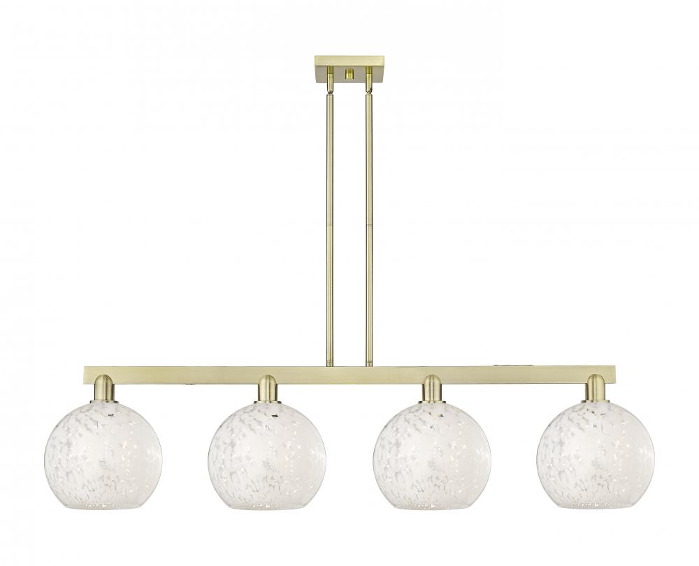 White Mouchette - 4 Light - 53 inch - Antique Brass - Stem hung - Island Light