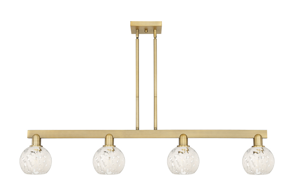White Mouchette - 4 Light - 49 inch - Brushed Brass - Stem hung - Island Light