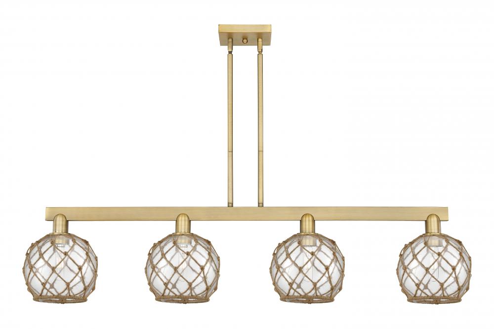 Farmhouse Rope - 4 Light - 51 inch - Brushed Brass - Stem hung - Island Light