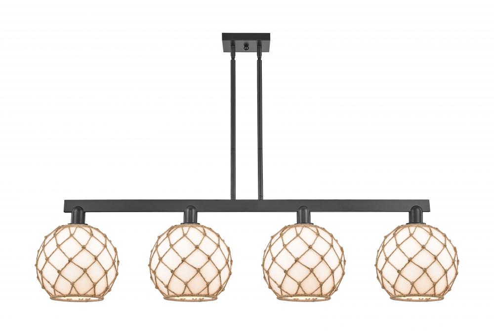 Farmhouse Rope - 4 Light - 53 inch - Matte Black - Stem hung - Island Light