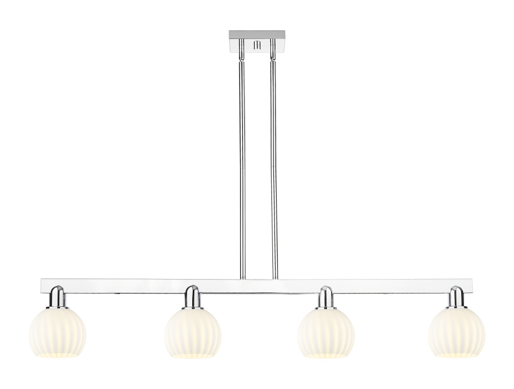 White Venetian - 4 Light - 49 inch - Polished Chrome - Stem hung - Island Light