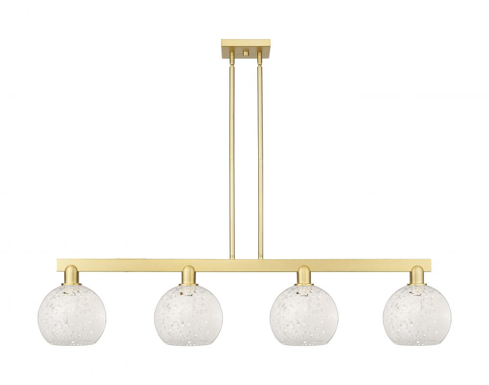 White Mouchette - 4 Light - 51 inch - Satin Gold - Stem hung - Island Light