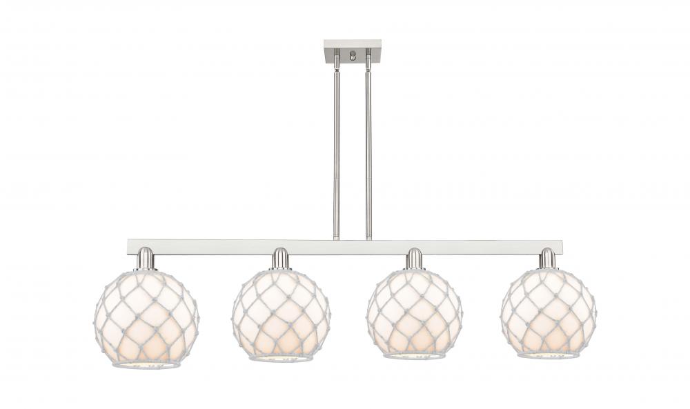 Farmhouse Rope - 4 Light - 53 inch - Brushed Satin Nickel - Stem hung - Island Light