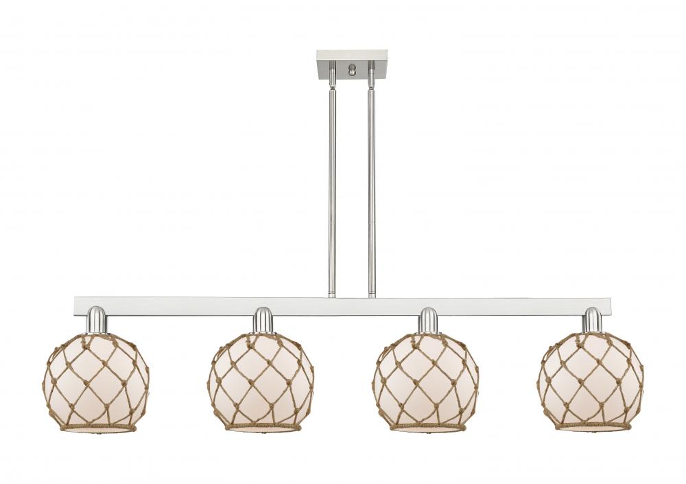 Farmhouse Rope - 4 Light - 51 inch - Brushed Satin Nickel - Stem hung - Island Light