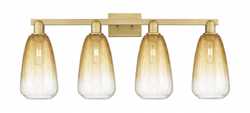Brookhaven Almond - 4 Light - 36 inch - Brushed Brass - Bath Vanity Light