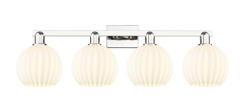 White Venetian - 4 Light - 35 inch - Polished Nickel - Bath Vanity Light