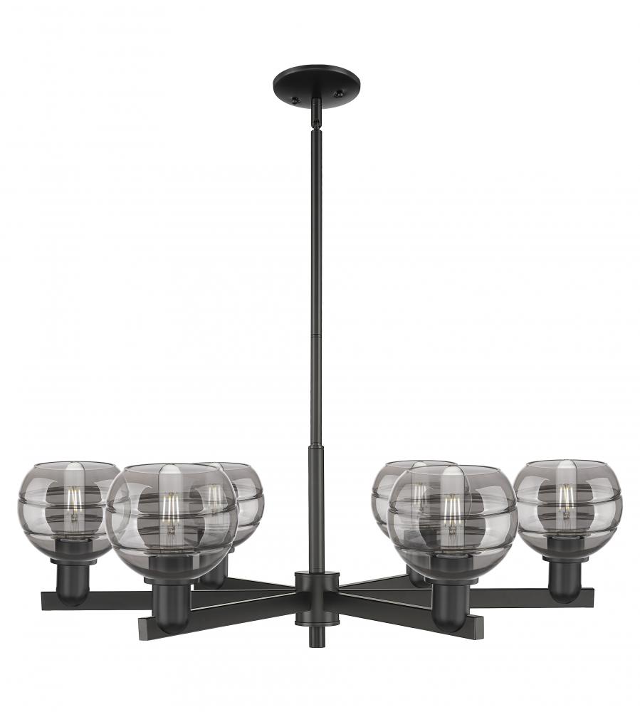 Rochester - 6 Light - 36 inch - Matte Black - Stem hung - Chandelier