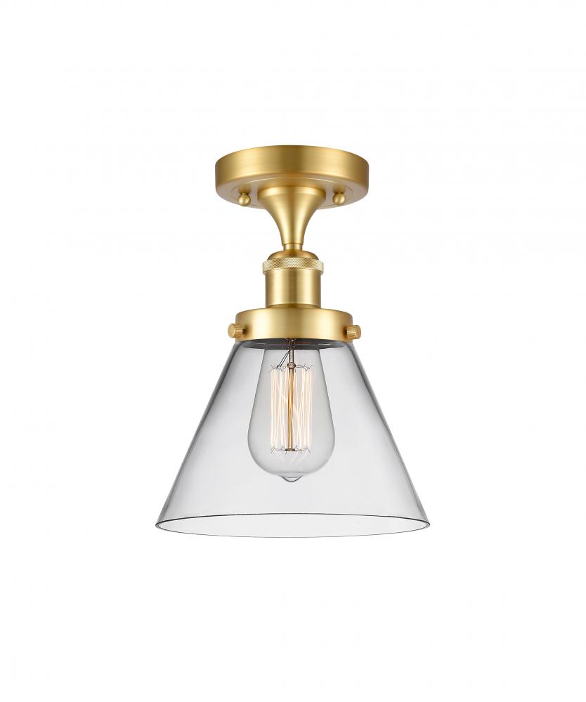 Cone - 1 Light - 8 inch - Satin Gold - Semi-Flush Mount