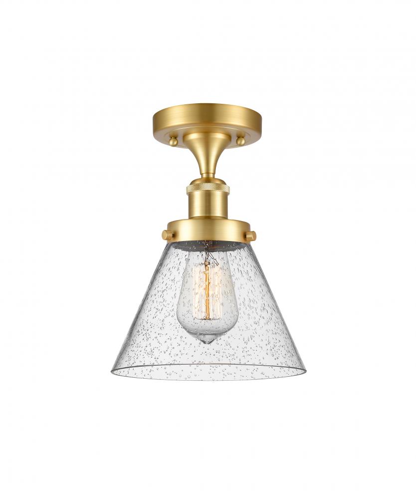 Cone - 1 Light - 8 inch - Satin Gold - Semi-Flush Mount