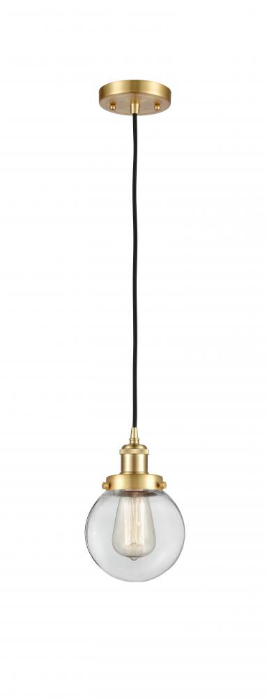 Beacon - 1 Light - 6 inch - Satin Gold - Cord hung - Mini Pendant