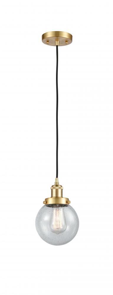 Beacon - 1 Light - 6 inch - Satin Gold - Cord hung - Mini Pendant
