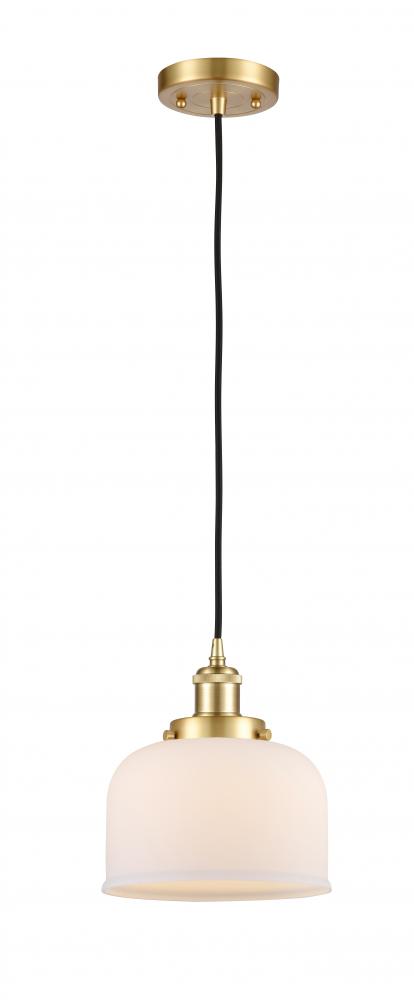 Bell - 1 Light - 8 inch - Satin Gold - Cord hung - Mini Pendant