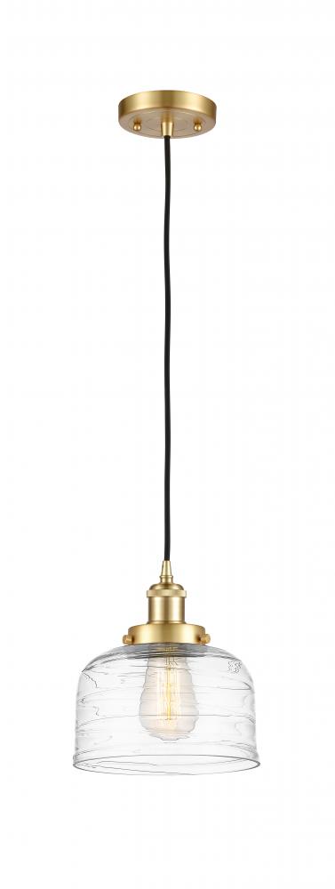 Bell - 1 Light - 8 inch - Satin Gold - Cord hung - Mini Pendant
