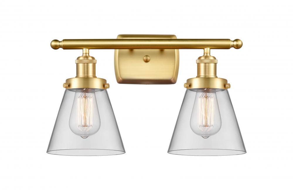 Cone - 2 Light - 16 inch - Satin Gold - Bath Vanity Light