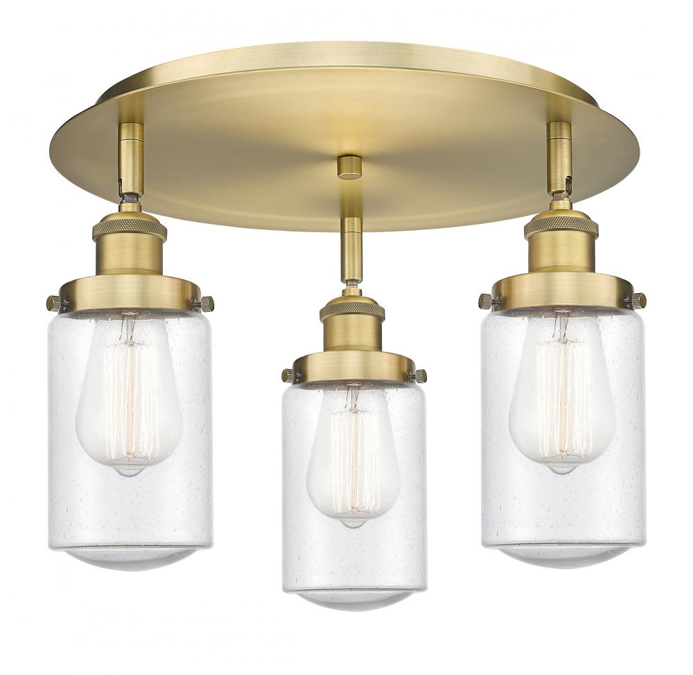 Dover - 3 Light - 16 inch - Brushed Brass - Semi-Flush Mount
