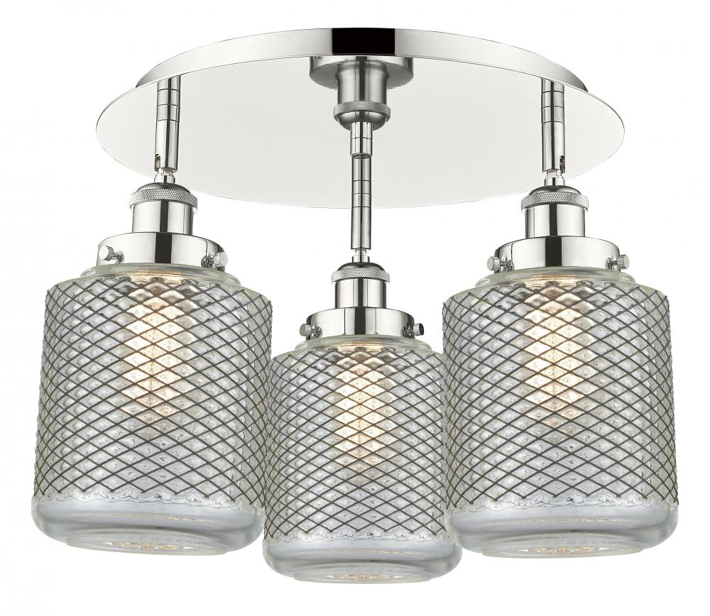 Edison - 3 Light - 18 inch - Polished Nickel - Semi-Flush Mount
