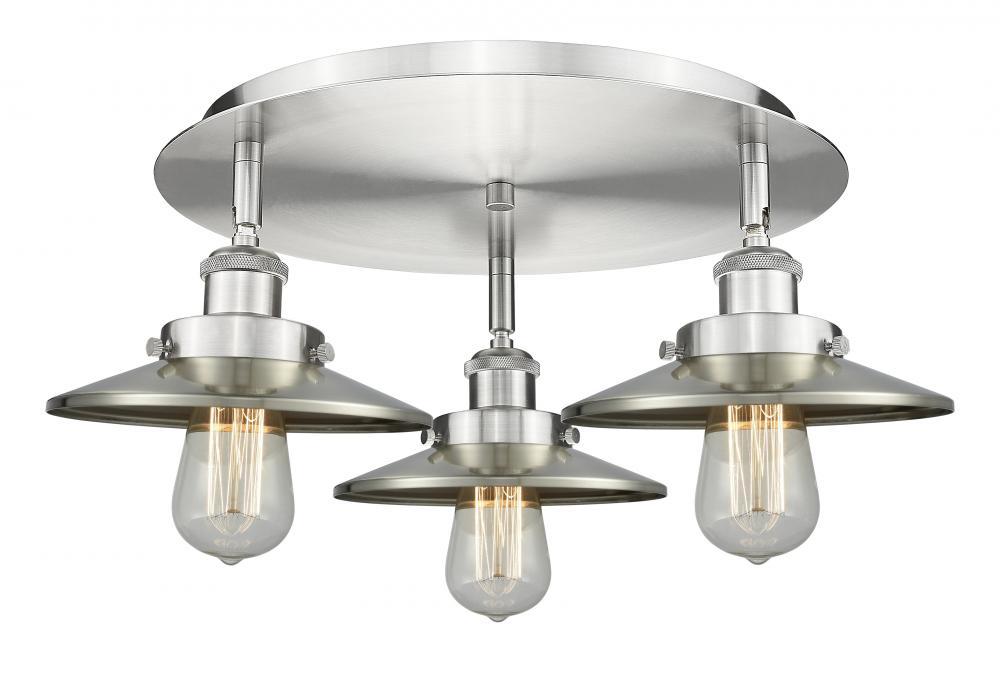 Edison - 3 Light - 20 inch - Satin Nickel - Semi-Flush Mount